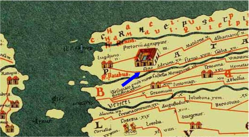 Foro Hadriani detail van de Peutinger Kaart